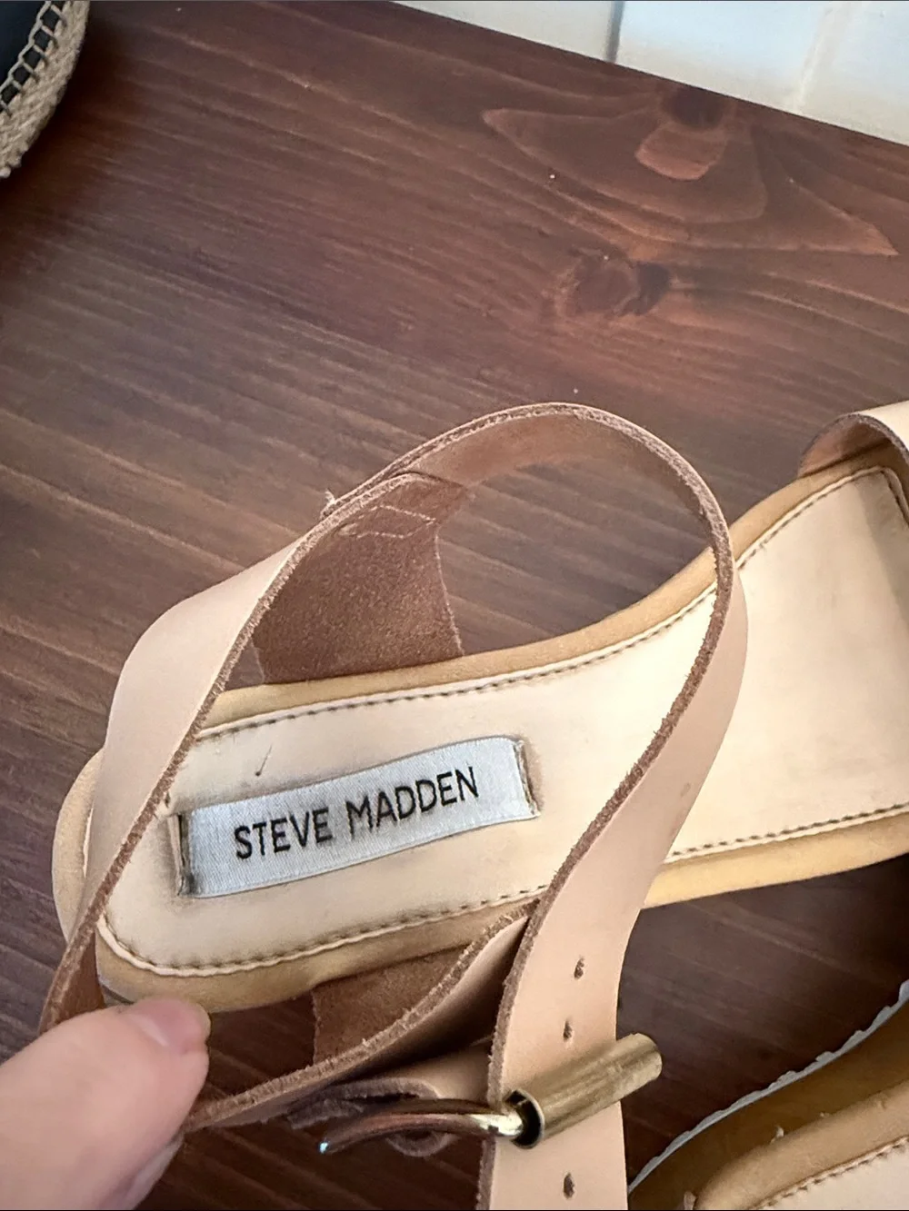 Steve Madden Leather Platform summer Sandals Neutral Resort Style Est. Sz 8